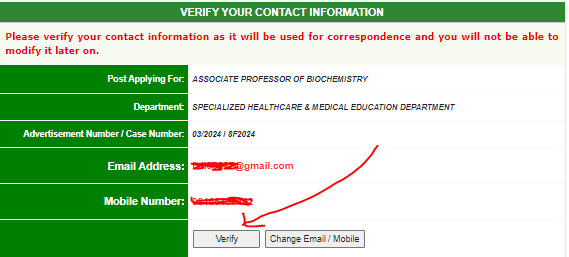 click on verify