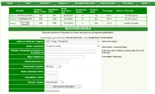 enter education details